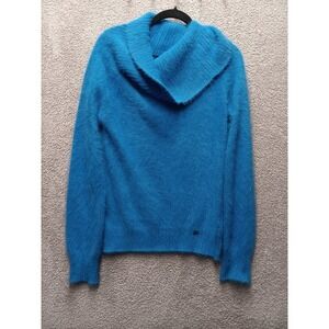 Ted Baker London Angora Blend Fuzzy Cowl Neck Sweater Women's Size 3 (M) Blue Y2